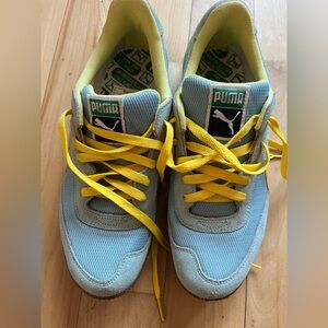 Puma women Sky Blue Sneakers with Yellow Laces